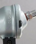 Close-up of the air connector on a Lightweight 18 Gauge Brad Nailer With Hella Cushion Grip for all day trim projects.