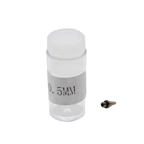 Replacement 0.5mm nozzle with container for Straight Shooting Dual Action Airbrush Spray Gun With Replacement Needles And Nozzles Portable Air Compressor Kit.