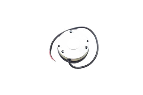 Electromagnetic brake disk with red and black wiring, round metal plate, used forklift part.