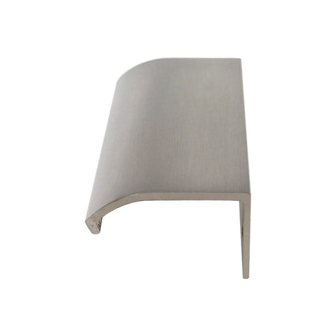 Side view of Nickel Plated Aluminum Alloy Curved Edge Finger Pulls For Cabinets And Drawers, 5.9 Inch Length, 30 Pcs