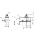 Technical drawing of Beefy Heavy Duty Plunger Door Micro Switch For Commercial Air Curtains IP65 Sealed 250V 15A NO And NC Contacts.