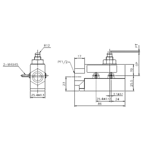 Technical drawing of Beefy Heavy Duty Plunger Door Micro Switch For Commercial Air Curtains IP65 Sealed 250V 15A NO And NC Contacts.