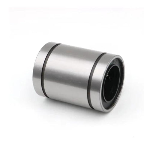 Linear motion bearing LMB16LUU, silver cylindrical body, side view