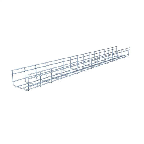 Wire Mesh Cable Tray 2-Pack, Electro Zinc Plated Silver Steel, Cuttable Metal Cable Tray For Cable Management side view.