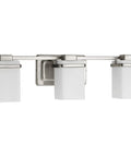 3 Light Coastal Style Vanity Light For Bathroom With Etched White Glass Shades Over The Mirror Sleek Modern Bath Fixture
