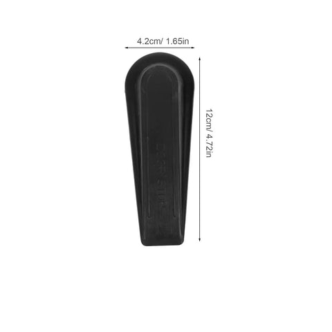 2Pcs Black Rubber Door Stopper Wedge With Antislip Surface for Bedroom or Office Use, showing dimensions of rubber wedge