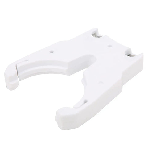 Rock Solid Premium HSK63F Cold Engraving Machine Clamp designed for CNC milling cutters, white tool holder, durable and precision-engineered.