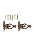 1:12 Scale Antique Gold T Hinges For Dollhouses, Metal Miniature DIY Fittings Hardware, Pack Of 2 With 6 Nails, Small Ornate Style