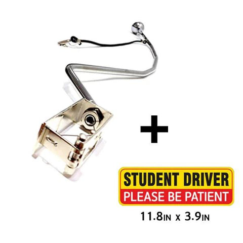 Wingbrake-V driver training brake device and student-driver sign, two items shown; silver metal parts, 11.8in x 3.9in.