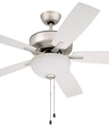 Pro Plus 52 Inch Ceiling Fan With LED Light Kit And Pull Chain, 5 Reversible Flat Black And Greywood MDF Blades, 3 Speed Reversible Motor
