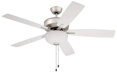 Pro Plus 52 Inch Ceiling Fan With LED Light Kit And Pull Chain, 5 Reversible Flat Black And Greywood MDF Blades, 3 Speed Reversible Motor