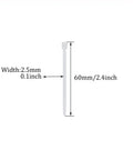 Diagram of 100 Pcs Self Locking Nylon Cable Ties 60mm Long, 2.5mm Wide, 18 Lbs Tensile Strength, showing dimensions in white plastic.