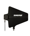 UA874WB Active Directional Antenna for 470 to 900 MHz wideband RF link, black, on a stand for studio use.