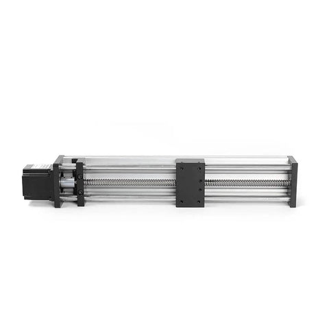 Heavy Duty Ball Screw Linear Stage With Nema 23 Stepper Motor, 300mm Stroke, CNC Linear Guide Rail, Precise 0.03mm Accuracy, 40 to 100mm Per Second Speed, 12mm Ball Screw, 4mm Lead, Handles 30 to 50 kg Horizontal, 15 kg Vertical on white background