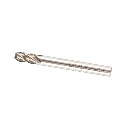 End mill cutter, 6 mm, 4 flutes, straight shank, spiral milling drill bit.