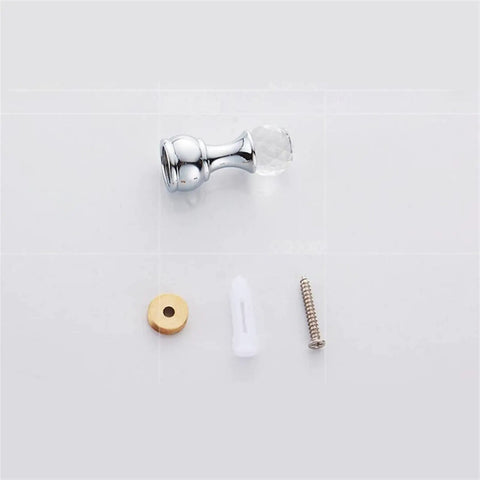 Five Piece Crystal Wall Hooks Set Brass Coat Rack Heavy Duty Towel Hanger For Bathroom Bedroom Kitchen Top Shelf Decor with hook and hardware.