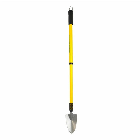 2 Piece Telescopic Garden Fork And Spade Set With Extendable 25 To 37 Inches, foam grip handle, yellow telescopic spade, upright view