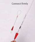 Rock Solid Electrical Fish Tape And Wire Puller Snake with red tips and galvanized wires ready for wall cavity routing tasks.