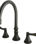 NuFrench Roman Tub Faucet In Oil Rubbed Bronze With 7 GPM Flow, Ceramic Cartridge, And One Quarter Turn Valve For Precise Water Control