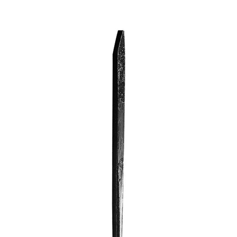 Close-up of the tapered end of a 66 Inch Pinch Point Crowbar With Heat Treated Steel For Heavy Prying And Moving Heavy Objects Pro Grade Pry Bar