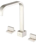 Brushed Nickel Two Handle Widespread Bathroom Sink Faucet, Solid Brass Construction, 8 Inch Center, Slick Waterfall Style Basin Mixer