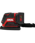 Side view of the 20V Brushless 4 In 1 Vibration Control Sander Kit With 12 Pc Sandpaper And Extra Attachments PWR Core 2Ah Battery