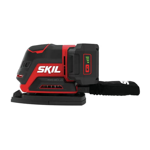 Side view of the 20V Brushless 4 In 1 Vibration Control Sander Kit With 12 Pc Sandpaper And Extra Attachments PWR Core 2Ah Battery