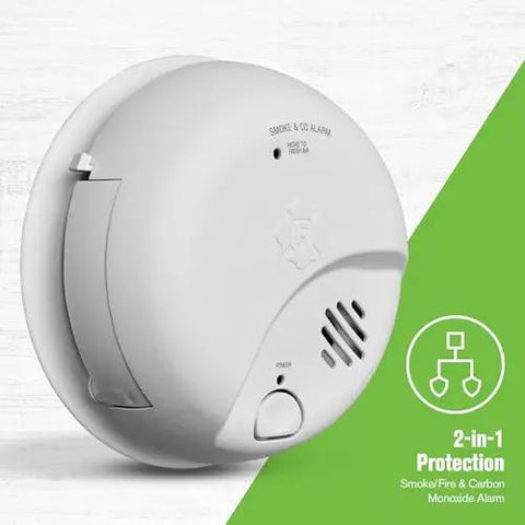 2 In 1 Smoke And Carbon Monoxide Alarm With Battery Power, Test And Silence Button, Real Talk Precision Detection, SMICO100