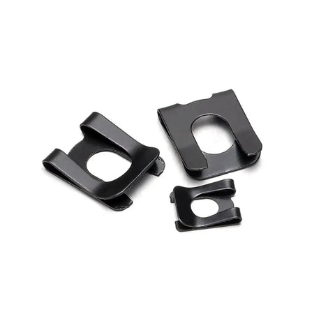 Top Tier 10 To 160 Pcs Manganese Steel U Shape Clips With Elastic Loosening Clamps For Shaft Hardware And Heavy Duty Washers In Black sizes M4 through M16