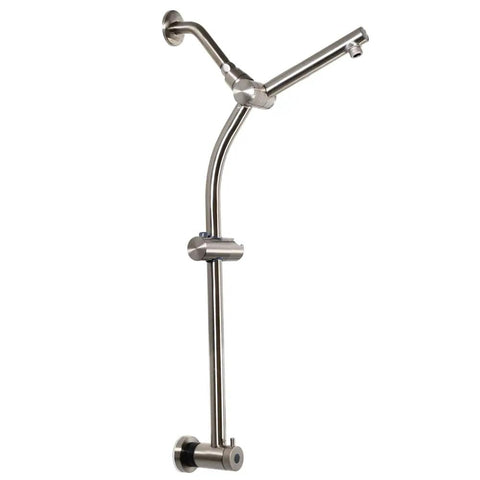 No Drill 21 Inch Adjustable Height Shower Bar For Fixed Shower Head And Handheld Sprayer With Diverter Satin Nickel
