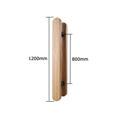 Solid Wood Door Handle For Glass And Wooden Doors Push Pull Style With Smooth Grip Anti Corrosion Finish shown in two lengths