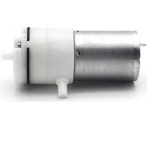 DC 6V Mini Air Pump With Beefy Aluminum Housing, Direct Suction Vacuum Booster For Aquariums And Lab Gear, Smooth Three Liter Output, Dead Simple Hookup side view of motor