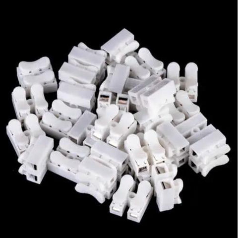 100 Piece CH2 Quick Connector Cable Clamp Terminal Block Push Type Spring Wire LED Kit For Easy Electronics Wiring Supports 0.5 To 2.5 Mm2 Wire Less Than 250V And 10A Durable PP PE Retardant Plastic