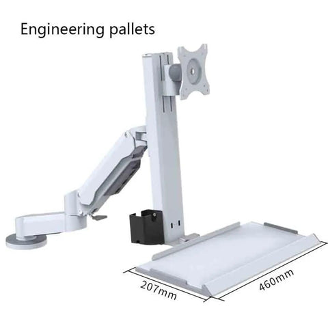 Hella Smooth Dual Monitor Arm With Adjustable Air Pressure Lift Rock Solid Desk Clamp Mount Fits 15 To 32 Inch Displays side view with tray dimensions.
