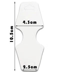 White Kraft Jewelry Display Cards With Hole 400 Pack Hanging Card For Necklace Bracelet Earrings Hair Accessories Retail Display And Packaging Supplies 4.13 By 1.77 Inches Organization For Small Biz, showing white card with measurements 4.3cm and 10.5cm.