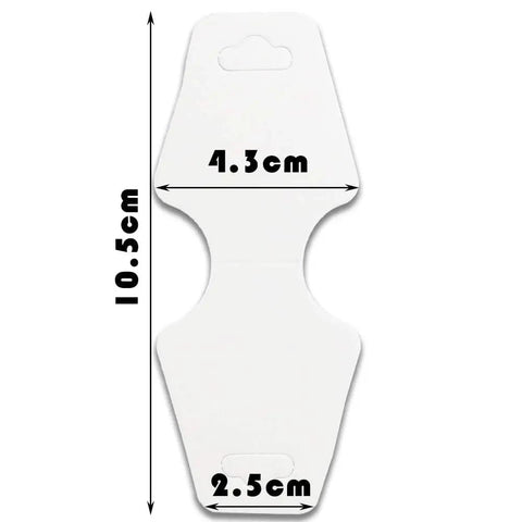 White Kraft Jewelry Display Cards With Hole 400 Pack Hanging Card For Necklace Bracelet Earrings Hair Accessories Retail Display And Packaging Supplies 4.13 By 1.77 Inches Organization For Small Biz, showing white card with measurements 4.3cm and 10.5cm.