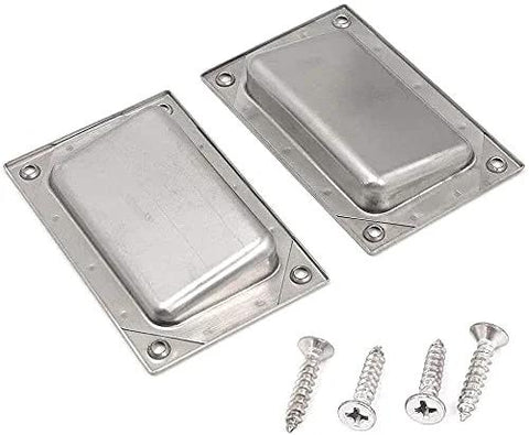 Concealed Recessed Flush Pull Handle 2-Pack Stainless Steel Hidden Flat Sliding Door Pulls with screws for drawers and cabinets.