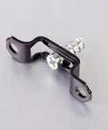 Rock Solid Invisible Cabinet Connectors 10 Pack Slick Black Metal Furniture Brackets With Recessed Cupboard Hinges side view of metal connector with screw