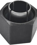 Close-up of a 1/2 inch metal nut from the Router Collet And Nut Set With Reducer Sleeves 6 Piece Kit Includes 1/4 Inch 1/2 Inch And 12 mm Collets