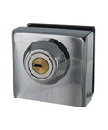 Heavy Duty Chrome Key Lock For Three Eighth Inch Glass Display Case with keyhole and chrome finish for retail display