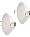 Pair of white 2-inch Spring-Lock cable pass-through ports with clamps, front view