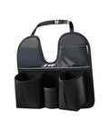 Tesla Cybertruck Rear Seat Back Organizer With Roomy Multi Pouches Heavy Duty Pu Leather Auto Storage Keeper, front view with clear pockets.