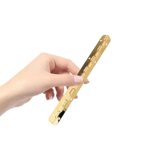Hand holding Gold Cabinet Hinges 190mm Heavy Duty Built Tough 2 Pack For Kitchen Cupboards And Furniture Doors Connective Door Closer Hardware Durable Metal Hinges For Easy Install