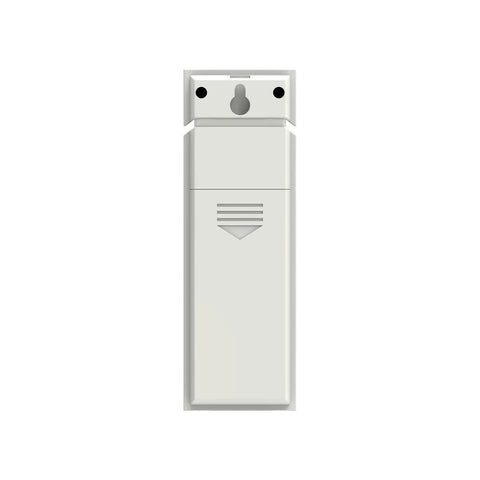 Back view of Remote Outdoor Sensor With LCD Display For Wireless Weather Station Replacement, white, wall-mountable.