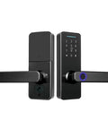Smooth Operator Keyless Entry Door Lock featuring bright illuminated touchscreen keypad and app remote unlocking.