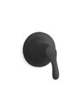 Simplice Transfer Valve Trim Kit in matte black, features smooth handle design; coordinates with Simplice pieces and works with K-728-K or K-737-K valves.