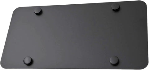 Stainless Steel License Plate Backing Reinforcement Plate Black 12x6 1mm Thick Heavy Duty With Screws And Caps Powder Coated Finish