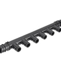 Six-port PEX manifold with 1/2-in outlets and 3/4-in trunk, PPSU plastic, black