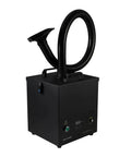 Three Stage Soldering Fume Extractor With HEPA And Activated Carbon Filters, 135W Pro Grade, side view with flexible hose.