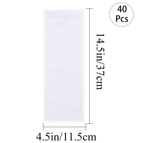 40 Pack Transparent Self Adhesive Nameplate Pockets 14.5 by 4.5 Inch for Desk Name Tags with Size Dimensions Displayed